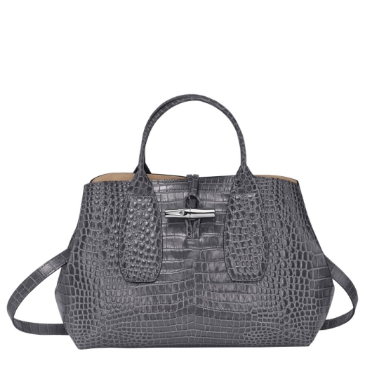 Bolsa de Mão Feminina Roseau Croco Cinzenta